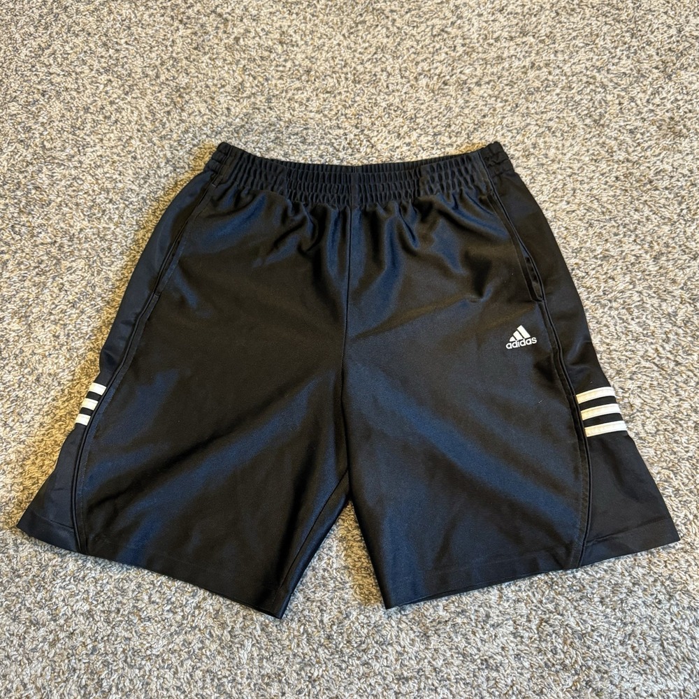 Vintage Rare Adidas Basic 3 Stripe Basketball Shorts Black White Dazzle Size XL